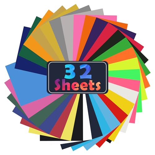 DUBUOZA 32 StückPlotterfolie Textil,24Farben Flexfolie für...