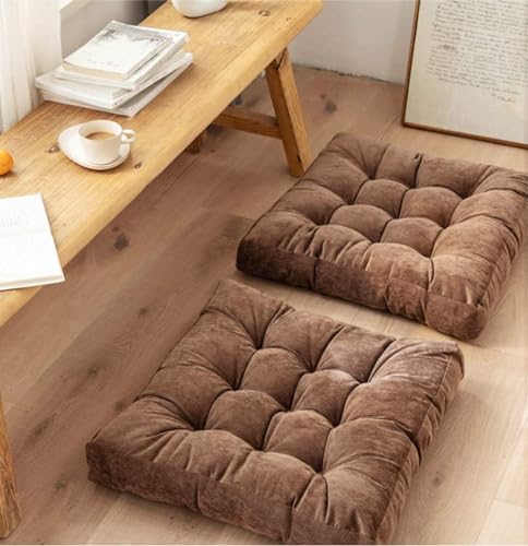 Image of Floor Pillow, Square Meditation Pillow for Seating on Floor Solid Thick Tufted Seat Cushion Meditation Cushion for Yoga Living Room Sofa Balcony Outdoor