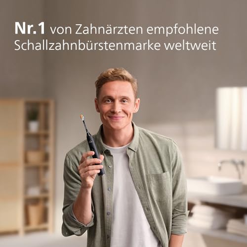Philips Sonicare DiamondClean 9000 elektrische Zahnbürste, Schallzahnbürste mit App, Drucksensor, 4 Putzmodi, 3 Intensitätsstufen, Ladeglas und USB-Reiseetui, Schwarz, Modell HX9911/09 – Bild 4