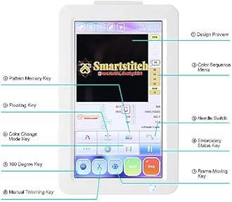 Smartstitch S-1001 Upgraded Embroidery Machine with 10 Needles, 1200SPM Max Speed, 7" Touch Screen, 9.5"x14.2" Embroidery Area, New Gen of Commercial Embroidery Machine for Flat, Hat, T-shirt and more