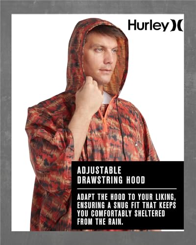 Hurley Glitch Camo Orange Waterproof Rain Poncho for Adults - Lightweight & Packable - Image 5