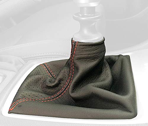 RedlineGoods Shift Boot - Non-STI 6-SPD Compatible with Subaru WRX/STI 2015-21. Tailor Made - not Universal. Genuine top-Grade Italian Black Suede (Alcantara) with Blue Thread