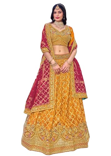 Lehenga 12529 en soie de Banarasi broderie Xarkan chic