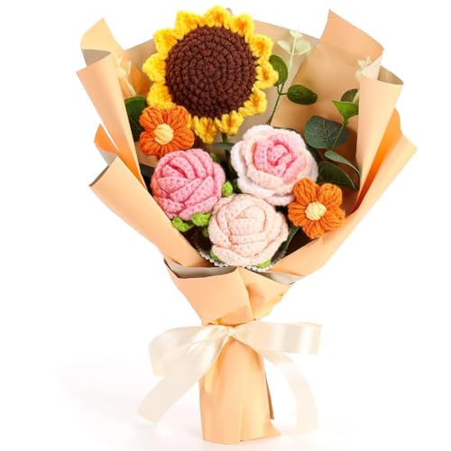 HASTHIP ® Fabric Handmade Crochet Flowers Bouquet | Sunflowers & ...