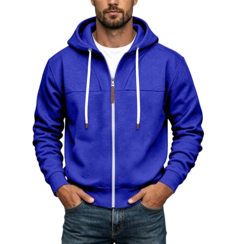 Mens Full Zip Hoodies Fashion Fleece Drawstring Hooded Sweatshirts Jackets - image 6