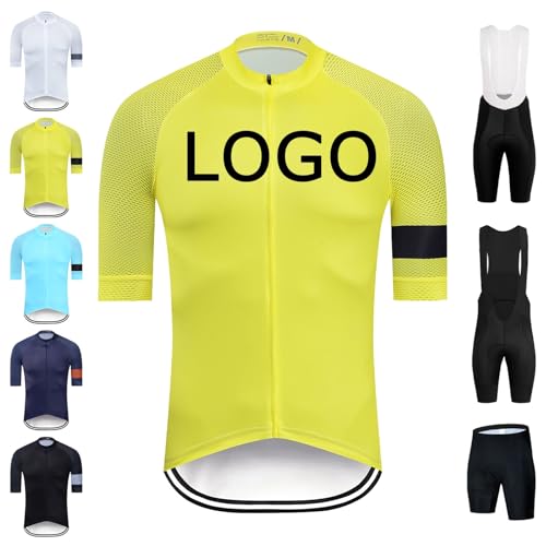 COITROZR Maillot Ciclismo Personalizado para Hombre & Mujer Ropa Ciclismo Mountain Bike de Ligero Secado Rápido Elástica Pro con Logotipo del Equipo(Yellow)