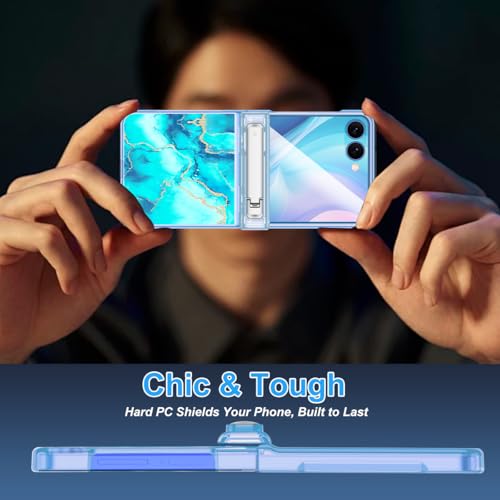 Shecaset for Galaxy Z Flip 7 Case,[Compatible with MagSafe][Built-in Screen Protector][Kickstand][Hinge Protection],Hard PC Slim Fit Shockproof Protective Case for Samsung Galaxy Z Flip 7,Light Blue - image 8