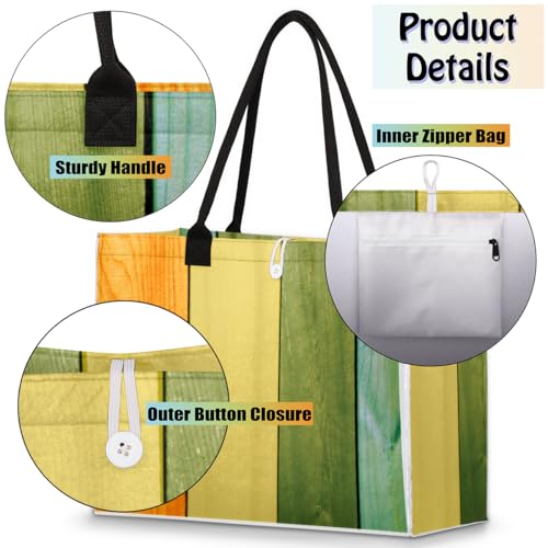 Coloured Wooden Pattern Tote Bag for Women Large Beach Bag Reusable Tote Bags for Work Travel Beach Shopping4