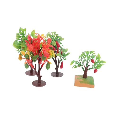 Cabilock 4 Piezas de Árboles Frutales Miniatura con Base Abs para Micro Paisajes y Decoración de Maquetas Educativas Simulación Realista con Colores Naturales