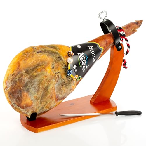 LalolaGourmet – Coffret Épaule de Jambon Serrano Gran Reserva (5,5/6 kg) + Support à Jambon Gondole + Couteau à Jambon - Épaule de Jambon Serrano - Jambon avant - 100% Naturel