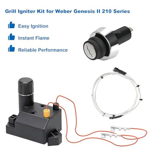 Image of SafBbcue 66353 Grill Igniter Kit, 2-Outlet BBQ Push Button Ignition Replacement for Weber Genesis II 210 E-210 S-210 Gas Grills (2017 & Newer)