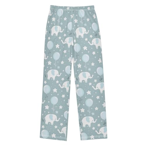 ALAZA Elephant Pajamas Bottoms with Pockets Comfy Pjs Sleepwear Elastic Waistband Pajamas Pants Lounge Pants for 6-14 Years