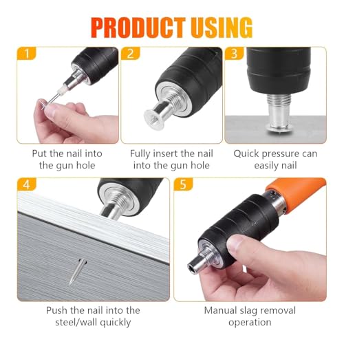 Image of Shopera Manual Mini Steel Nail Gun 5 Gears Power Adjustable Wall Nail Guns for Ceiling Manual Steel Nails Gun Tool with 100 Nails (Nail Gun Set)