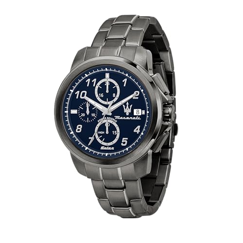 Maserati Orologio Uomo SUCCESSO Solar R8873645004: Quarzo Solare, Cronografo, Acciaio 44mm, Quadrante Blu