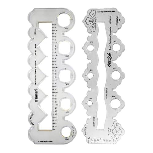 Image of Prabhas Designs Scallop Scale Combos, Design Tool for Scallop, Zig-Zag, Straight, Circles, Flower, Triangle Patterns (White 5in1,6in1 scallop)