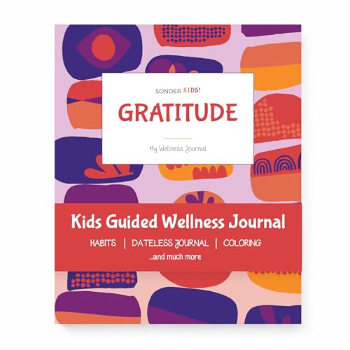 Sonder Kids Wellness Gratitude Journal - Kids Journal for Girls and Boys, Hands-On Activities like Crosswords, Coloring and Nature Prompts, Undated, Ages 6-12, 56 pages
