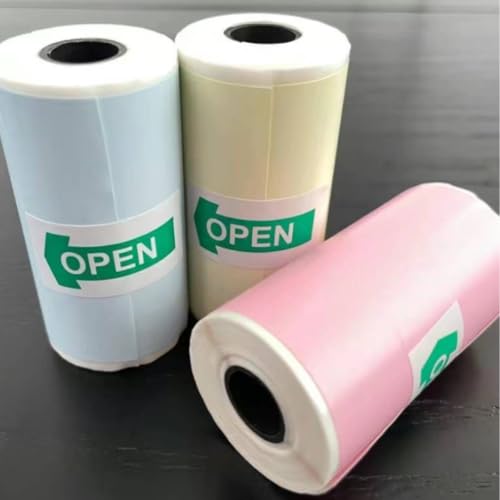 Kit 6 Bobinas Etiqueta Térmicas Adesiva Premium 57x25mm 3 Metros Colorido Rolo Para Mini Impressora