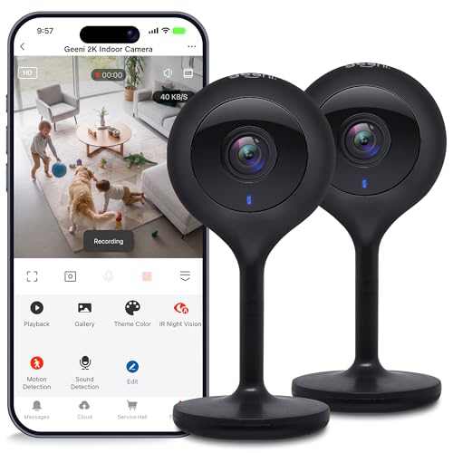 Image of Geeni Look 2K 4MP Smart Indoor Security Camera, 1440p Ultra HD, 2-Pack | Wi-Fi pet & baby monitor, 2-way audio, motion detection zones, 10m night vision, USB-C power