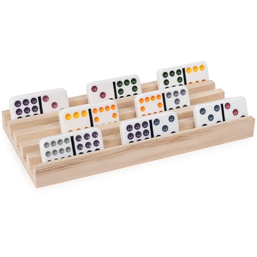 Spin Master Games 6061226 Wooden Domino Racks, Set Of 4 Trays For Mexican Train Dominoes thumb #2