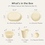 Dinnerware Set for 4, 21-Piece Unbreakable Plates and Bowls Set - Image 3