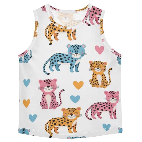 J JOYSAY Colorful Leopard Heart Boys Tank Top Sleeveless Muscle Shirts Quick Dry Sport Workout Active Kids T-Shirts 3-15T