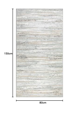 VSIWB Teppich Läufer Flur 80x150 cm, Leichter Kurzflor Küchenteppich, Waschbarer Teppich, rutschfest Küchenläufer, Teppich Flur, Beige Teppich Läufer für Wohnzimmer, Küche, Diele, Eingang, Balkon