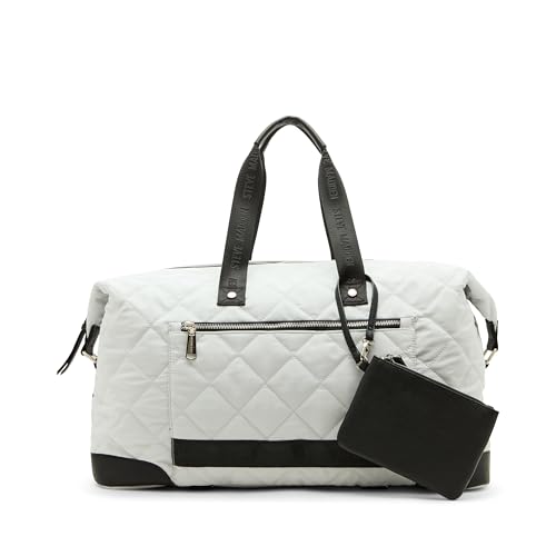 Steve Madden Women's BAMOS Large Quilted Weekender in Nylon WTH Wristlet, Grey