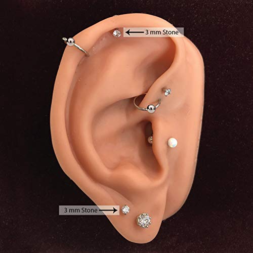 BodyJ4You 3PC Labret Tragus Cartilage 16G Studs, Internally Threaded Surgical Steel, Helix Lip Monroe Medusa Conch, Versatile Piercing Jewelry4