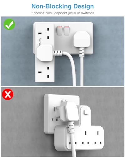 3 Way Plug Adapter, ANVODE Vertical Plug Extension, Wall Socket Power Extender Adaptor for Home, Office, Kitchen, White - Image 4