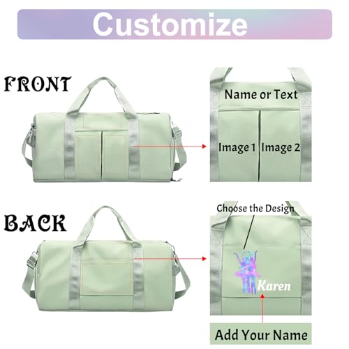 Personalized Duffle Bag Printed with Name Photo, Custom Duffle Gym Bags with Wet Dry Pockets & Shoe for Dance Sport Yoga,Personalized Gym Bag for Women Men,Personalized Travel Bag Red4