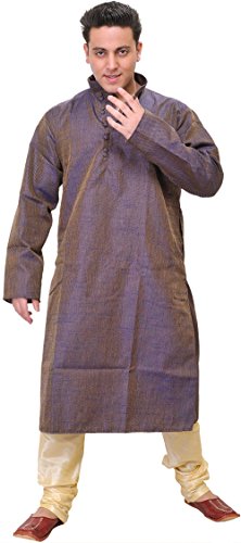 Pyjama Kurta Bleu homme ensemble vêtement de nuit crème taille 50