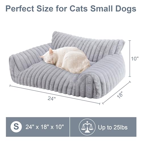 Cute Cat Couch Bed for Indoor Cats, Dog Beds for Small Dogs Couch, S, Grey | Dog Couch Bed with Removable Washable Cover,Cute Fluffy Pet Sofa Cat Couch Bed,Washable Dog Bed Medium Large Size Dog - Image 5