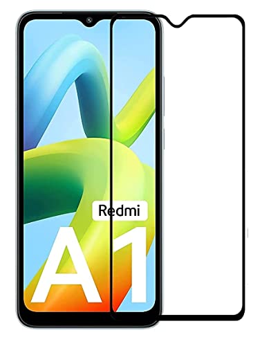 Image of Tempered Glass Screen Protector Compatible for Redmi A1 with Edge to Edge Coverage and Easy Installation Kit, Pack of 1, Black