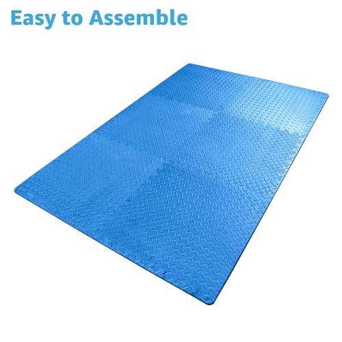 Image of Art3d 24 Sq.Ft Eva Puzzle Exercise Mats, 1 /2 inch Thick Foam Interlocking Tiles for Gyms, Flooring, Workout, Gym Equipments, Pack of 6, Blue