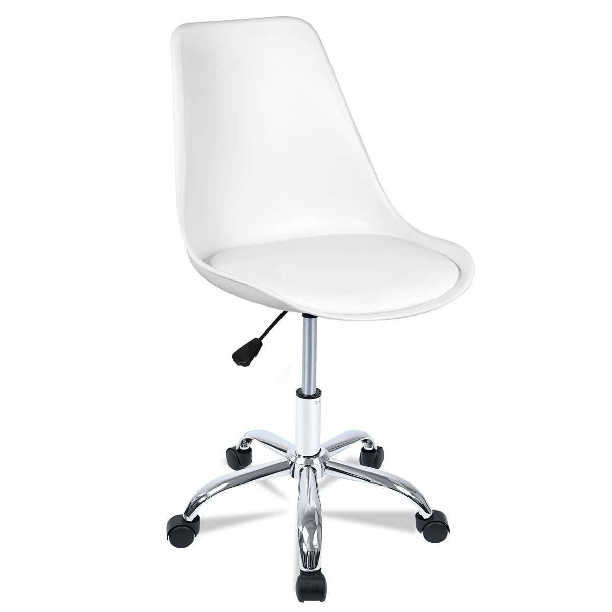 Silla de escritorio u oficina sin reposabrazos con diseño moderno y ergonómico | asiento acolchado | altura regulable | base cromada con ruedas giratorias y silenciosas ideal hogar | Estudio | Comedor