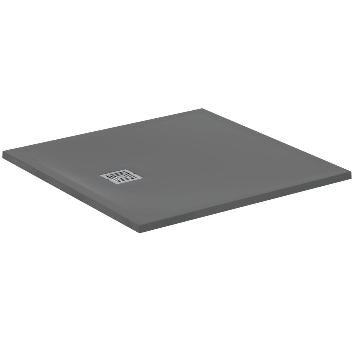 Ideal Standard - Ultra Flat S +, ultra-cienki kwadratowy talerz prysznicowy z żywicy o wyglądzie kamienia, 100 x 100 cm, idealny solidny, betonowy szary