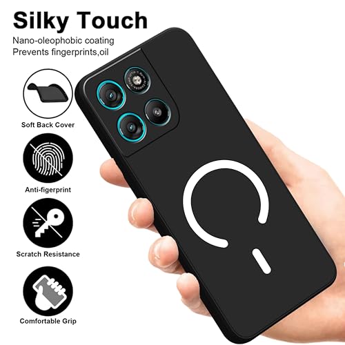 Image of SBMS Silicone Back Cover Case for Motorola G67 power /G57 Power | Soft Micro-Fibre Lining Inside | Magsafe Print On Back Side Camera Protection Bump | Shockproof G67 Power (Magsafe Print Big Black)