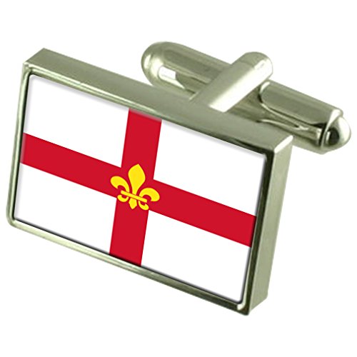 Select Gifts Lincoln City England Sterling Silver Flag Cufflinks Engraved Box