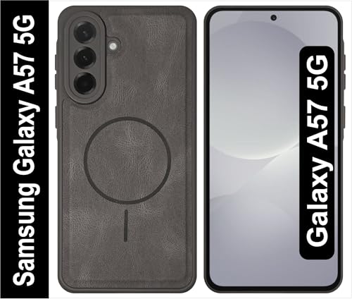 Image of SBMS Back Cover for Samsung Galaxy A57 5G | Ultra Slim Soft Rubberised Hard Case | Oil Feel Soft Leather Back | Mag-Safe Design (Mag-Safe Not Support) | Camera Protection Case for Sam A57 (Grey)