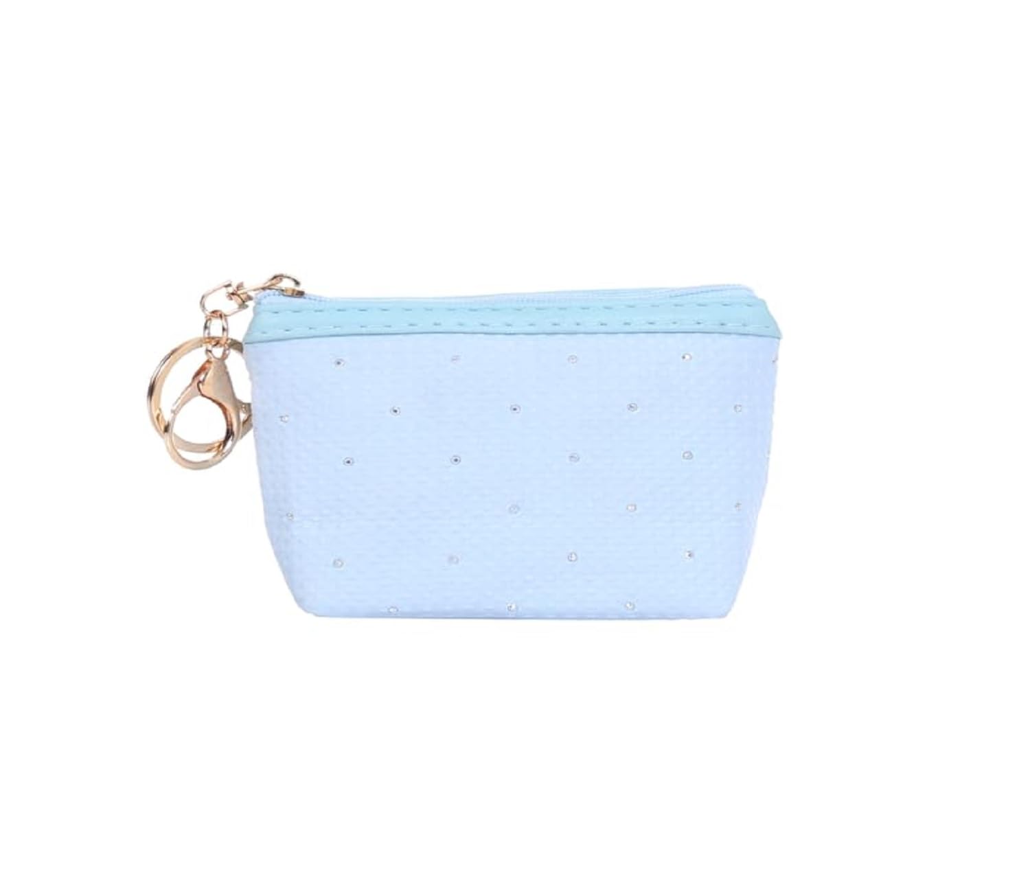 Cotton Coin Pouch Small | Soft Fabric Mini Zipper Pouch with Keyring | Single Compartment Coin & Essentials Holder for Women & Girls Color - Light Blue-image-20