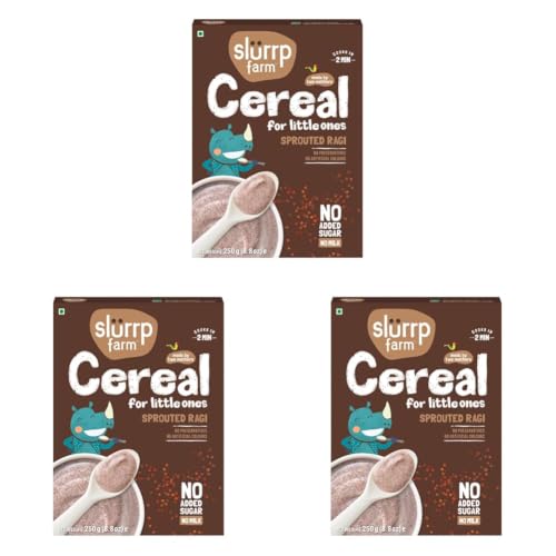 Image of SLURRP FARM No Added Sugar,No Salt,Sprouted Ragi Powder,250 Gram (Pack of 3)