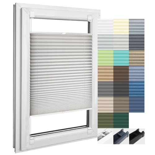 Home-Vision Premium Plissee nach Maß zum Kleben Innenrahmen Höhen Farbe des Textile und Profilfarben Blickdicht Jalousie für Fenster & Tür Sonnenschutzrollo in verschiedenen Breiten