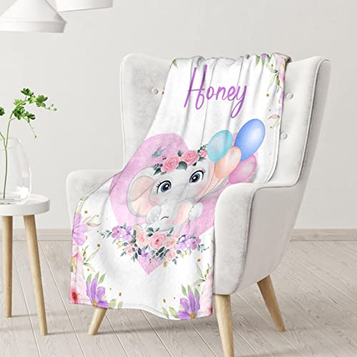 Elephant Blanket Gifts - 40"x50" Cute Throw for Women Girls - Purple Soft Fuzzy Blankets for Bed, Couch & Living Room