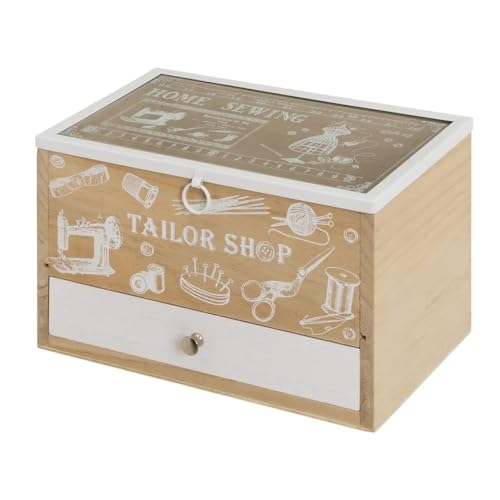 Costurero de madera con tapa cristal nordico 24x16x15 cm (24x16x15 cm)