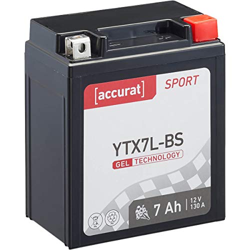 Accurat Motorradbatterie YTX7L-BS Gel 12V 7Ah Roller Batterie Motorrad Moped Akku 6Ah