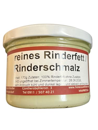 Rinderfett/Rinderschmalz/Rindertalg im Glas hausgemacht in der fränkischen Handwerksmetzgerei (170g)