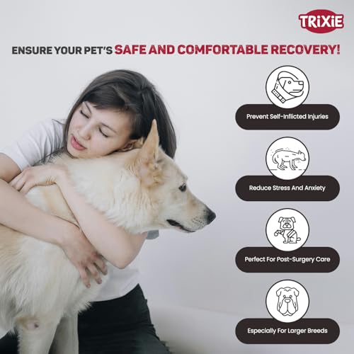 Image of Trixie: - Protective Dog Collar with Velcro | Prevents The Pet from Licking or Chewing Wounds or Bandages | with Velcro Clasp for Quick & Accurate Installation - L-XL, 50-58 cm /28 cm | Soft Velcro recovery collar for safe healing and post-surgery protection.