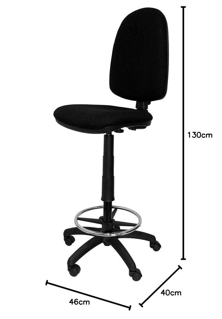 Piqueras y Crespo T04CP Sgabello ergonomico, altezza regolabile e anello poggiapiedi nero