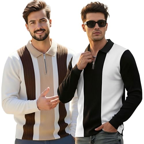 Image of T-Shirt for Men Zip Neck Texture Self Design Cotton Blend Mens Tshirts