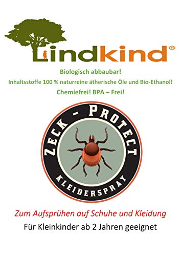 Lindkind Zeck - Protect Anti Zecken - Spray 100 ml Zeckenspray Kleiderspray Zeckenmittel aus Bio - Produkten Kunststoffflasche Waldkindergarten